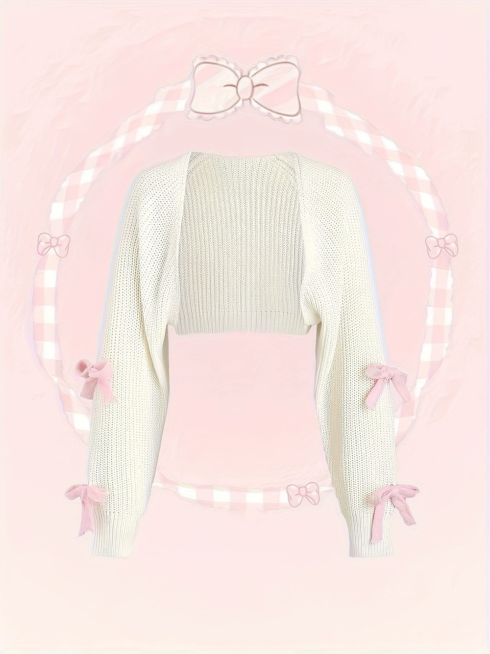 ZARA Bow Knot Casual Versatile Knit Top Short Women Long Sleeve Sweater